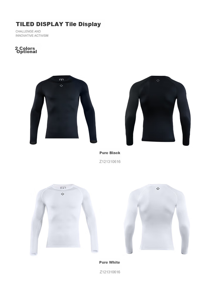 RIGORER Fleece-Lined Compression Shirt for Men, Warm Quick-Dry Running Sports Top, Fitness Training Long-Sleeve Undershirt 4