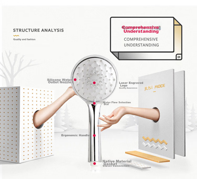 KOHLER Chenyu [Three Functions] Streamlined Handheld Shower Head with Single Spray R72421T-CP Silver 4