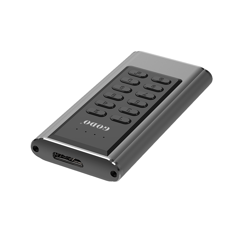 GODO M.2 Solid State Hardware Button Encrypted Hard Drive Enclosure, NGFF Protocol Password-Protected External Hard Drive Enclosure SATA