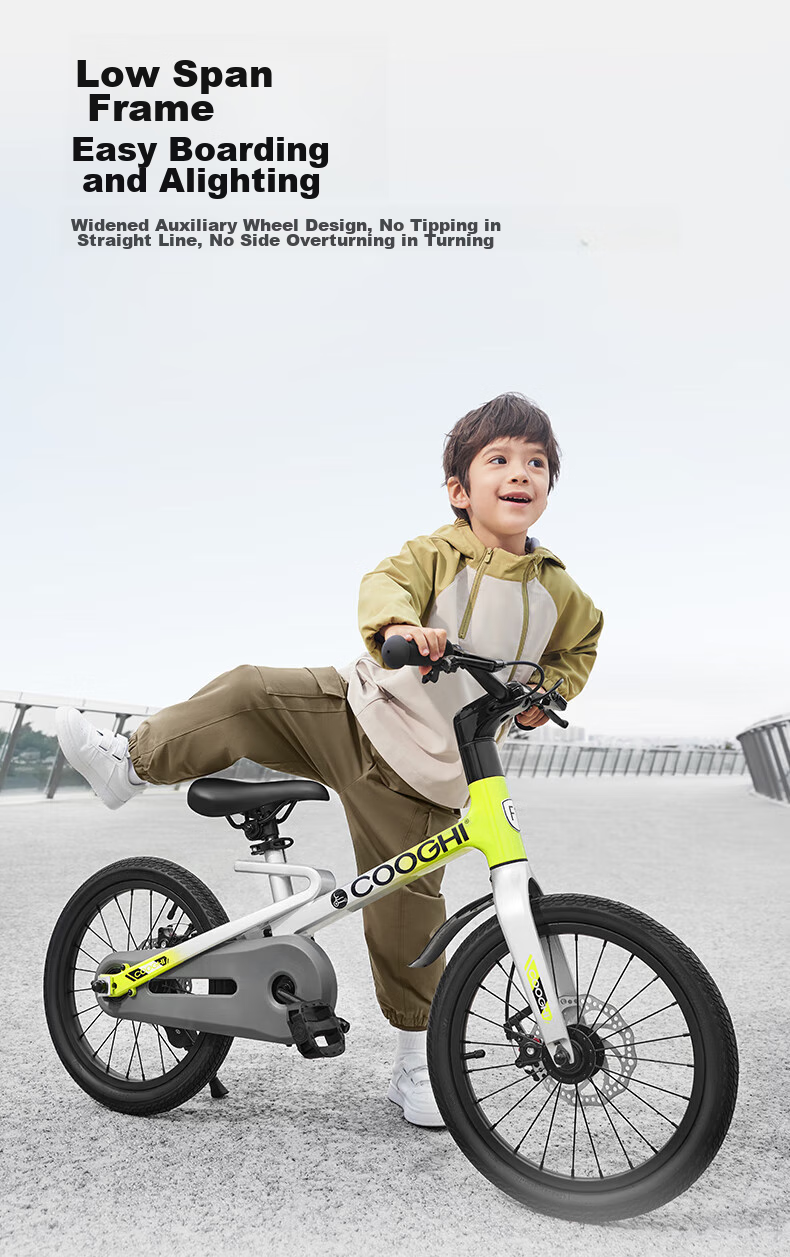 COOGHI Children's Bicycle F1, 20-Inch Magnesium Alloy Lightweight Shock-Absorbing Inflatable Tire, for Beginners Aged 6-15, COOGHI Gree 24
