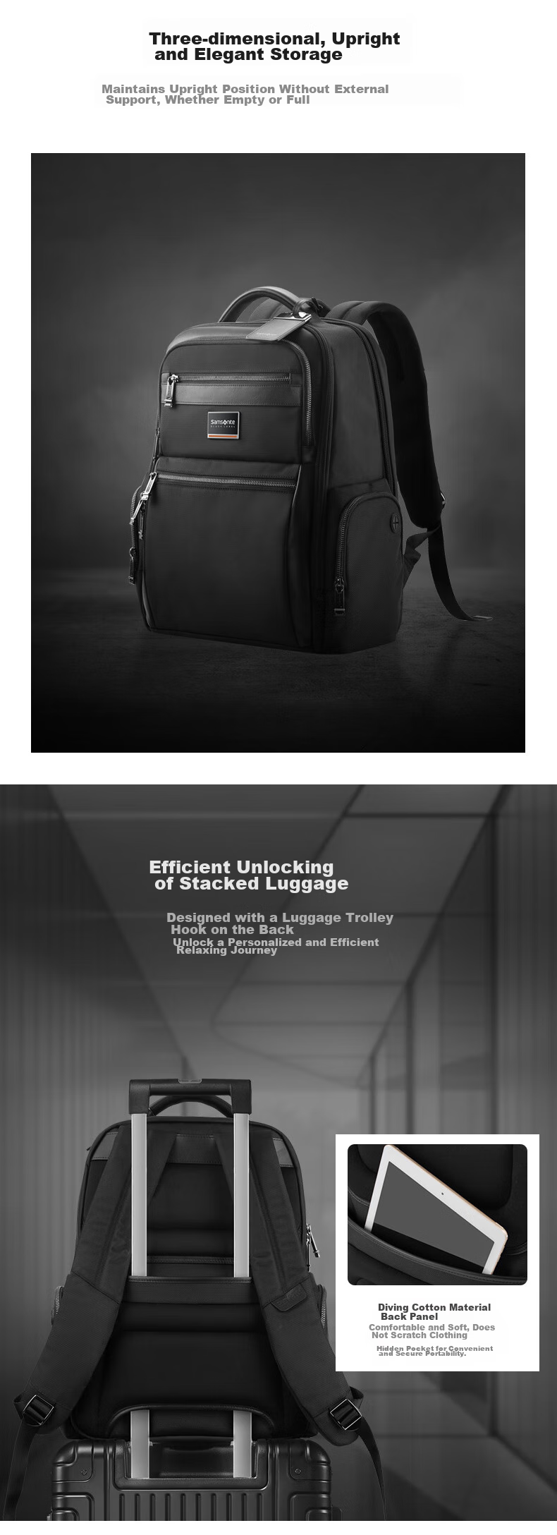 Xinxiuli Laptop Bag, Executive Briefcase, Men's Backpack, High-End Business Backpack for Men, Dark Gray HO0*38004 8