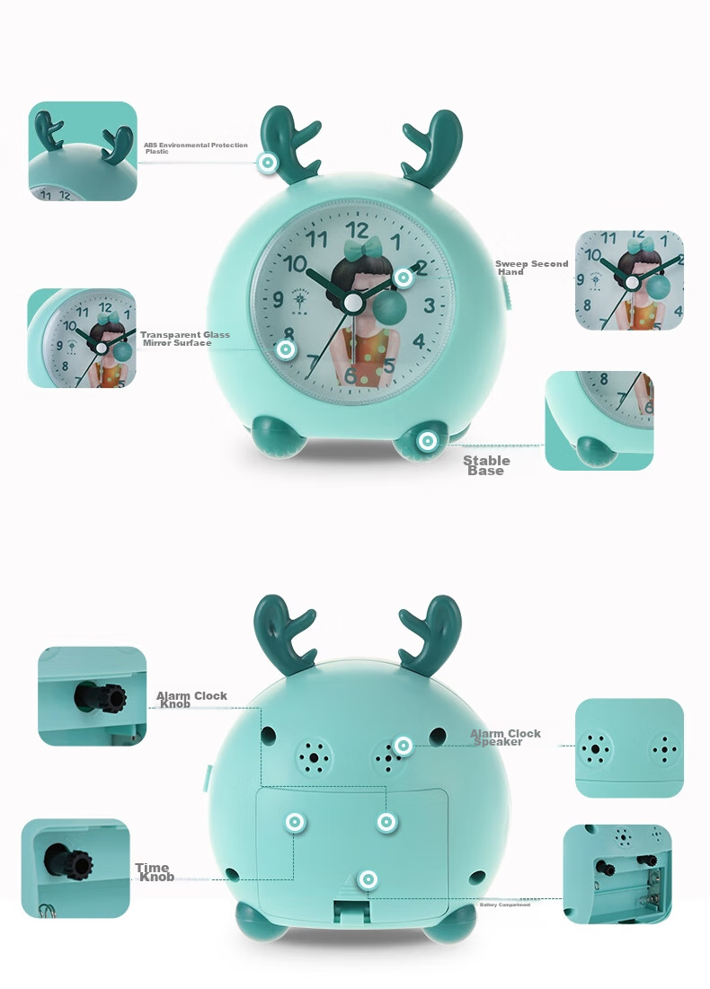 POLARIS Alarm Clock, Creative Cartoon Cute Small Alarm Watch, Cartoon Lazy Bedside Student Children Electronic Clock, Pink 14
