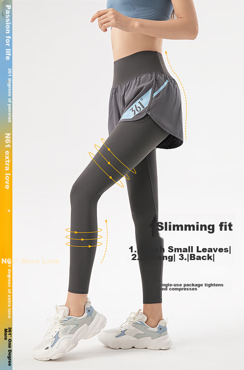 361° Women's Sports Pants, Fitness Leggings, Faux Two-Piece Yoga Pants, High-Waisted, Butt-Lifting, Slimming, Yoga Wear for Running 8