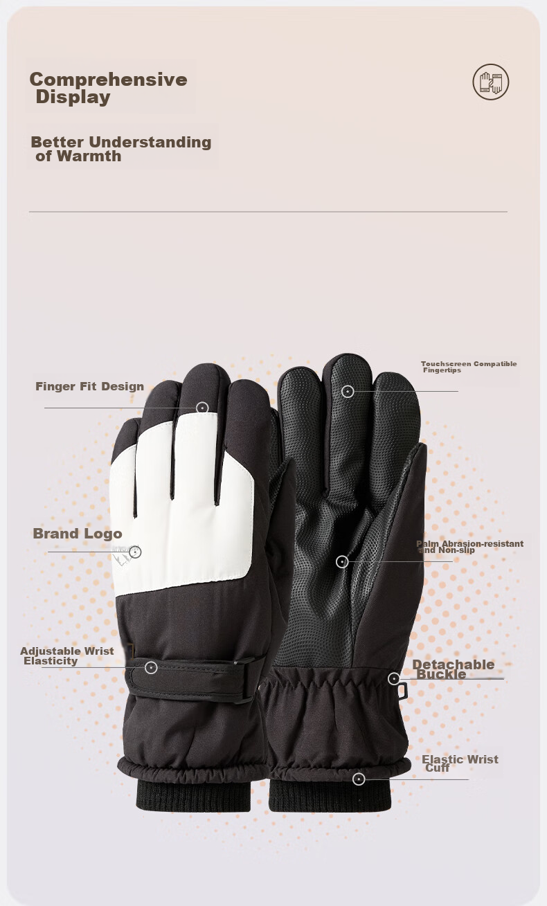 MISSION UV Ski Gloves for Men, Winter Thickened Fleece-Lined Windproof Cold-Resistant Water-Repellent Autumn And Winter Cycling Touchscreen Warm Gloves 4