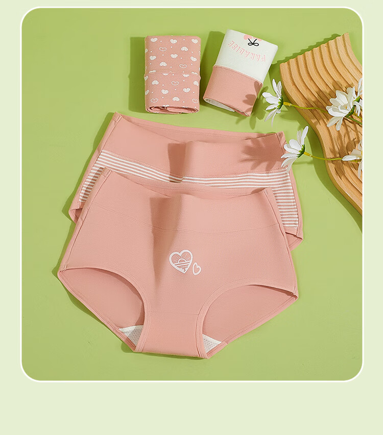 Hongdou Women's Antibacterial Cotton Spandex Breathable Stretchy Triangle Underwear 4-Pack Set 160 16