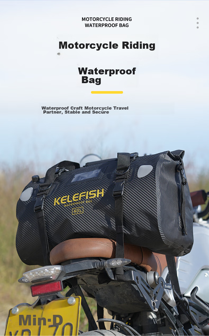 KELEFISH Motorcycle Tail Bag Waterproof Travel Saddle Bag Riding Rear Seat Bag Sand Yellow - Updated Version 66L 2