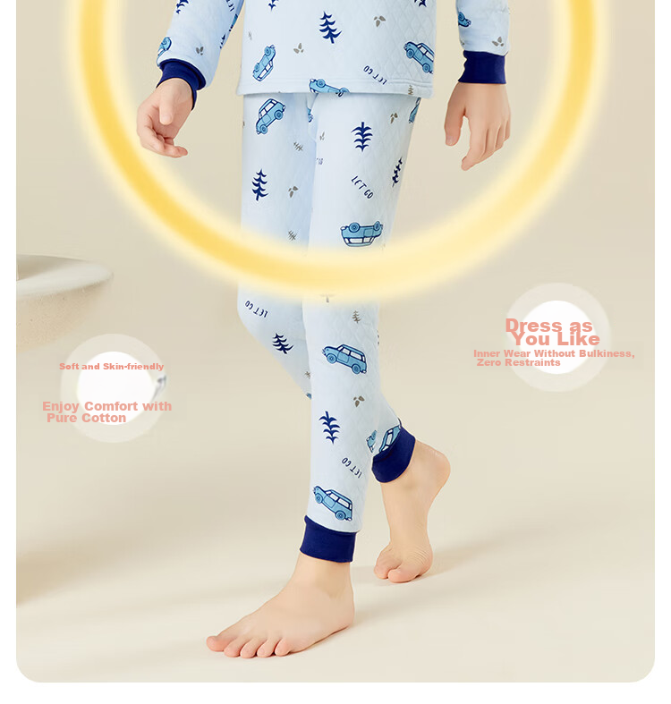 LangSha [School Uniform Essential + 7A Antibacterial] Children's Thermal Underwear Autumn Winter Boys' Thermal Top And Pants Baby Pajama Set 9