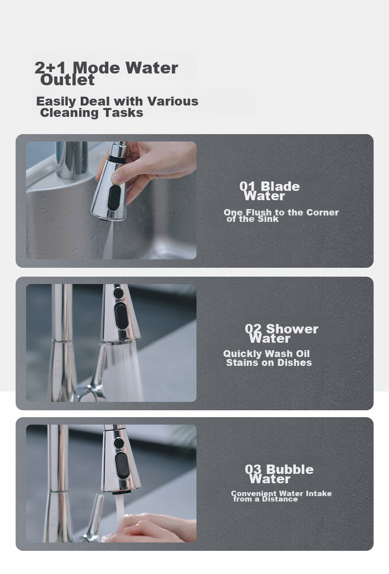 JOMOO Faucet Kitchen Sink Cold And Hot Pull-Out Four-Function Flying Rain Waterfall Sink Faucet 33229 8