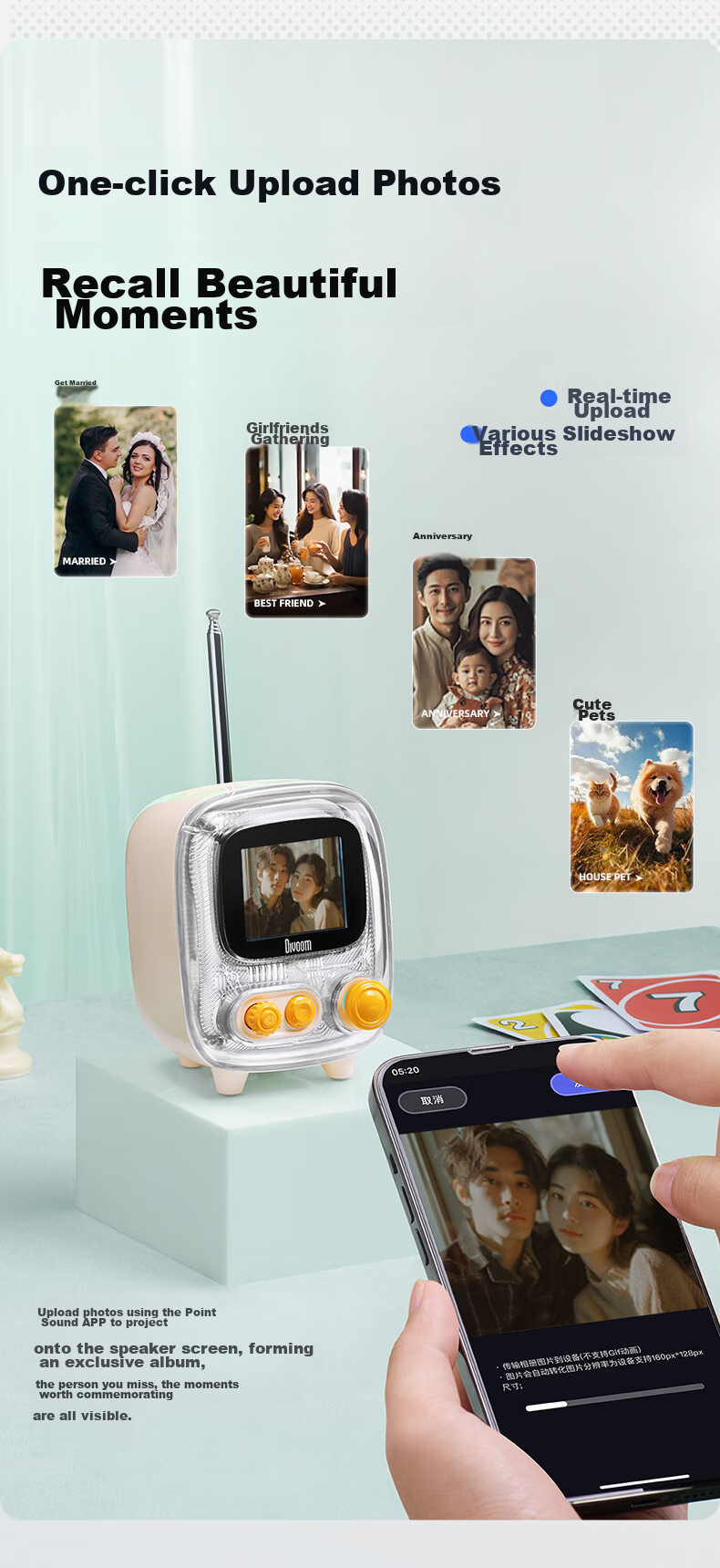 Divoom Bluetooth Speaker with Lyrics Album, Retro Mini TV, Desktop Electronic Photo Frame, Portable Mini Speaker, Bedside Sleep Aid with White Noise Alarm Clock, Radio, Multifunctional Gift 13