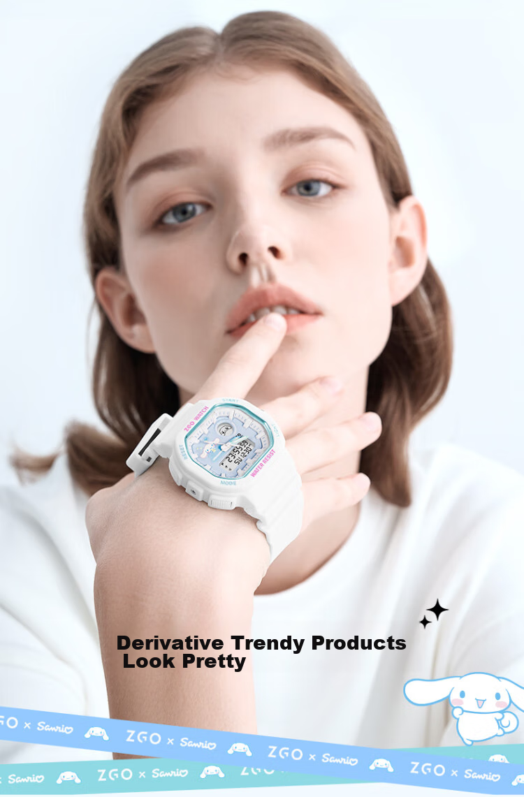 ZGO x Sanrio Student Watch for Girls, Electronic Sports Wristwatch for Middle and High School Students, High-Value Design, 810 Pudding Dog 2
