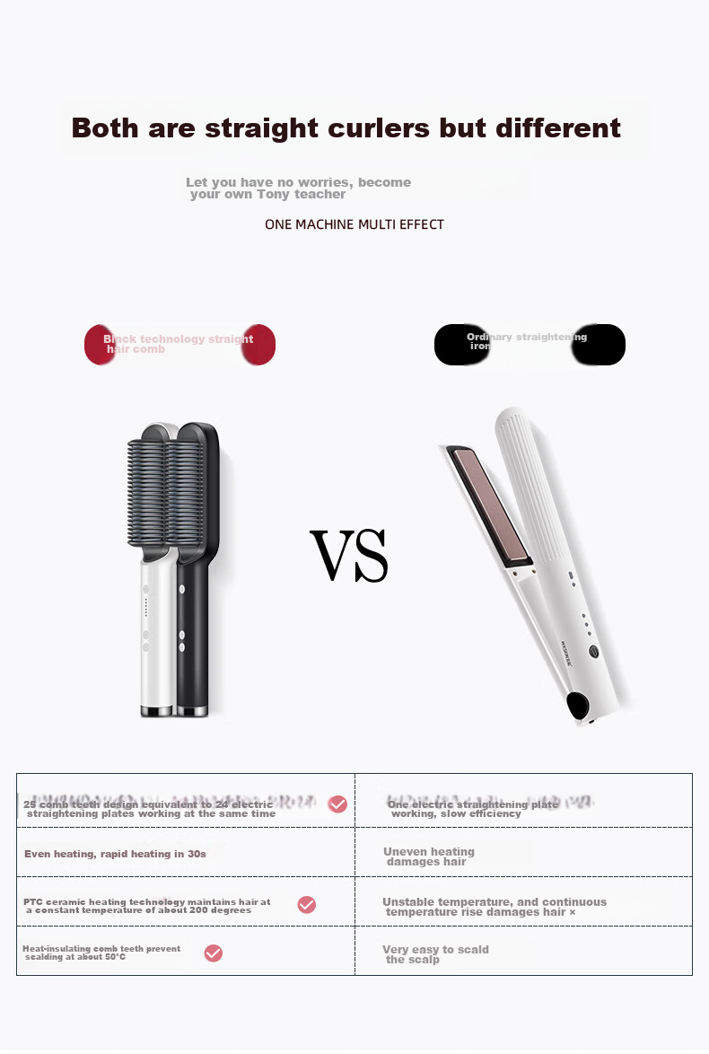Jindao Hair Straightening Brush with Inner Curling Iron for High Crown Volume, Straightening Iron to Improve Frizz, 30s Quick Heating Constant Temperature Hair Protection KD380 Black Portable National Day Gift Birthday Present 6