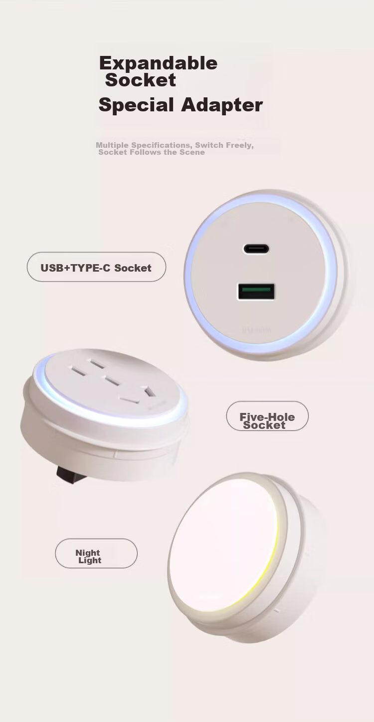AUX 86-Type Expandable Socket with Switch Panel, Surface-Mounted Expansion Power Strip Converter, Multifunctional Power Strip, Gray, Four Outlets, Five-Hole, 10A 7
