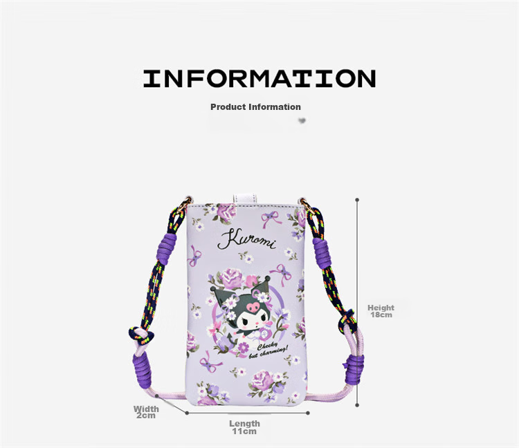 Mesuca X Kuromi Handbag, Women's Portable Phone Bag, Shoulder Crossbody Small Purse, Birthday Gift for Girls 3