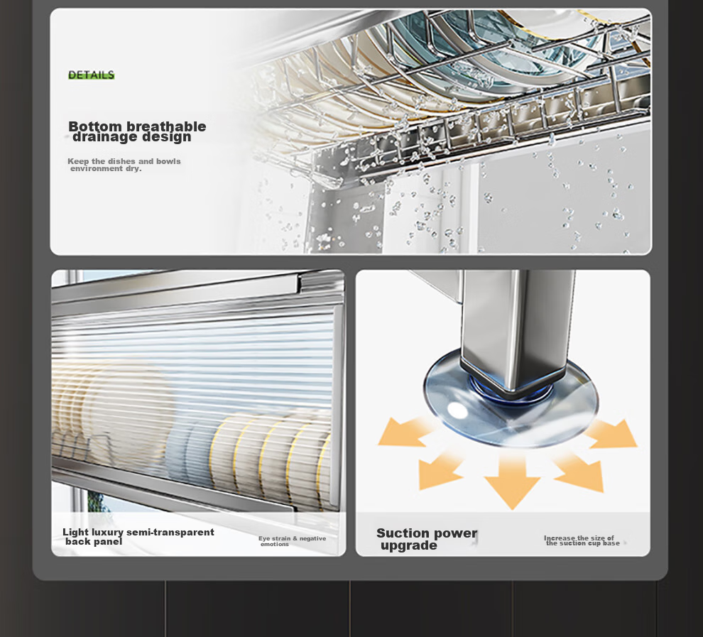 Shuaishi Kitchen Storage Rack, Stainless Steel Sink Shelf, Dish Organizer, Basin Drainer, with Cabinet Doors, 85cm Long 4