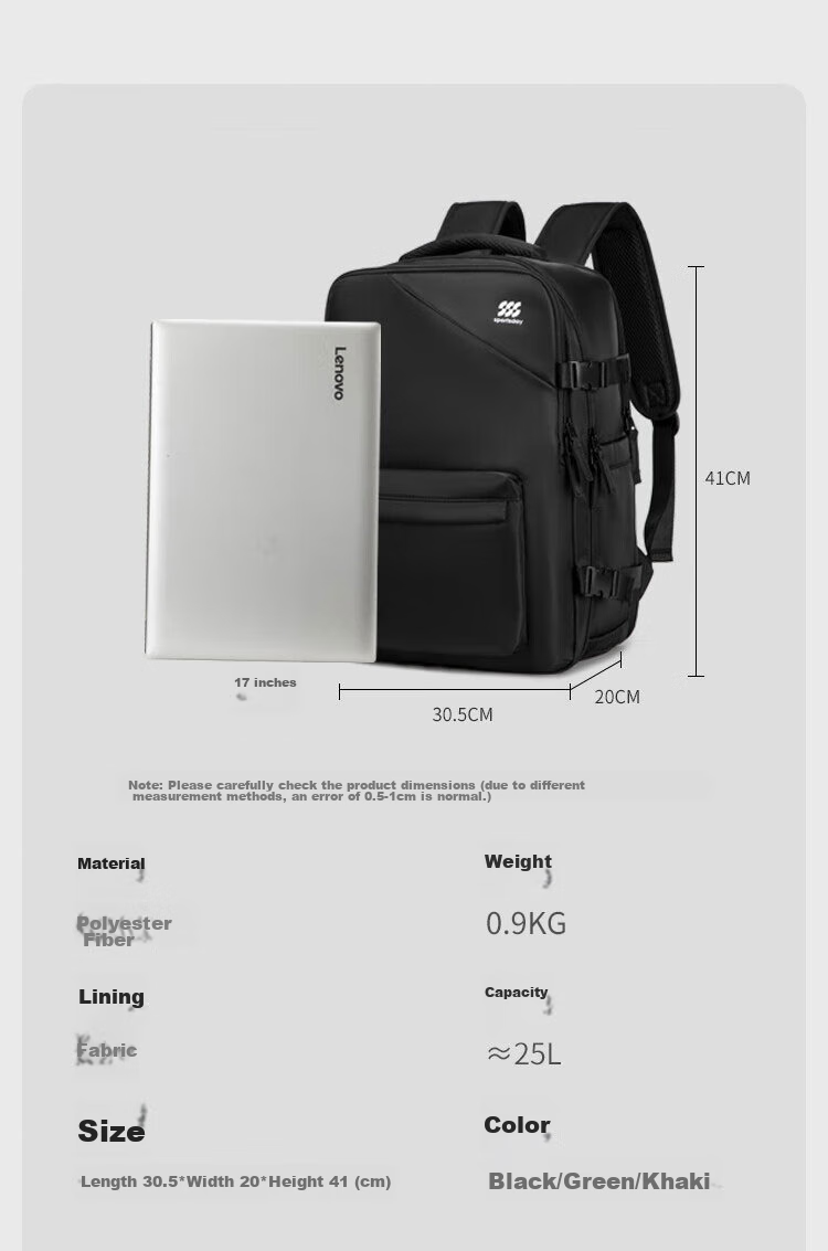 HLA Backpack for Women And Men, Large Capacity Travel Bag for Short Trips, Business Trip Luggage, 16-Inch Laptop Bag, School Bag 3