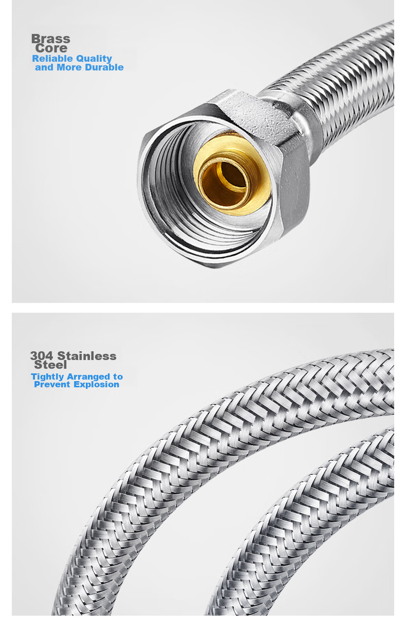 Submarine FBAM-50 Inlet Extension Pipe, Stainless Steel Water Inlet Extension Tube, Faucet Water Supply Pipe for Both Cold And Hot Water 14