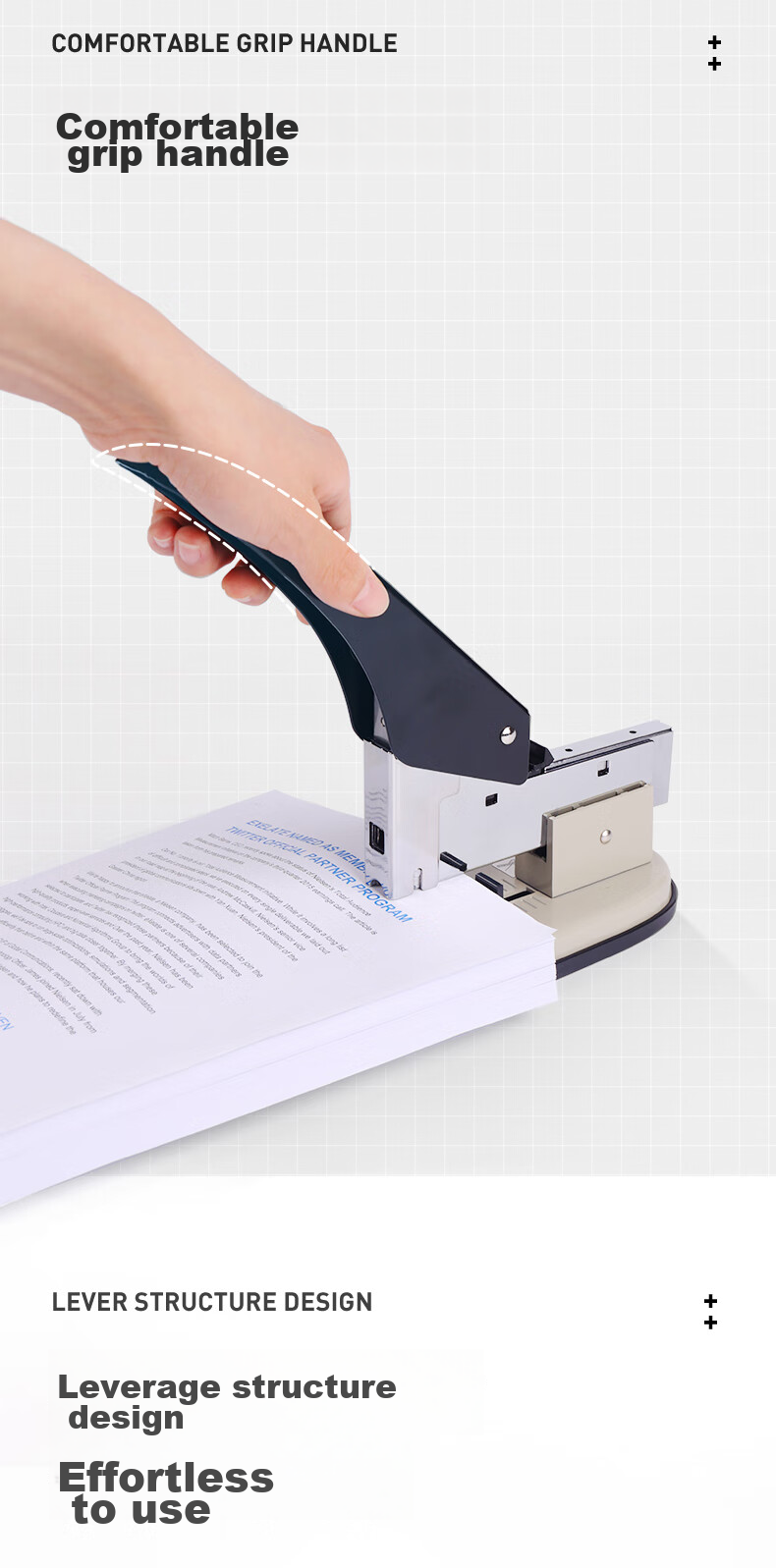 KW-Trio Heavy-Duty Stapler, Large Capacity Office Stapler, Thickened 23 Series, Can Staple up to 100 Pages 9