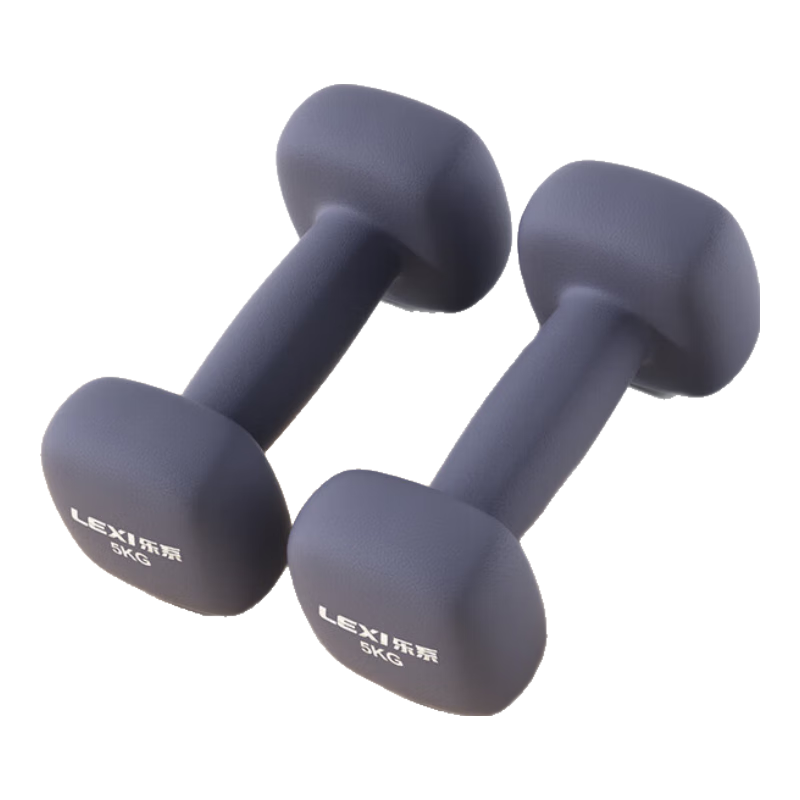 Lexi Coated Dumbbells Men's Fitness Home Equipment Strength Training Arm Muscle Shaping Rock Gray 5kg*2pcs