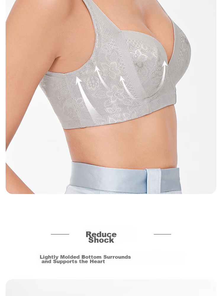 Aimer Push-Up Side Support Adjustable Large Bust Minimizer Sexy Plus Size Bra AM11571 Gray A75 12