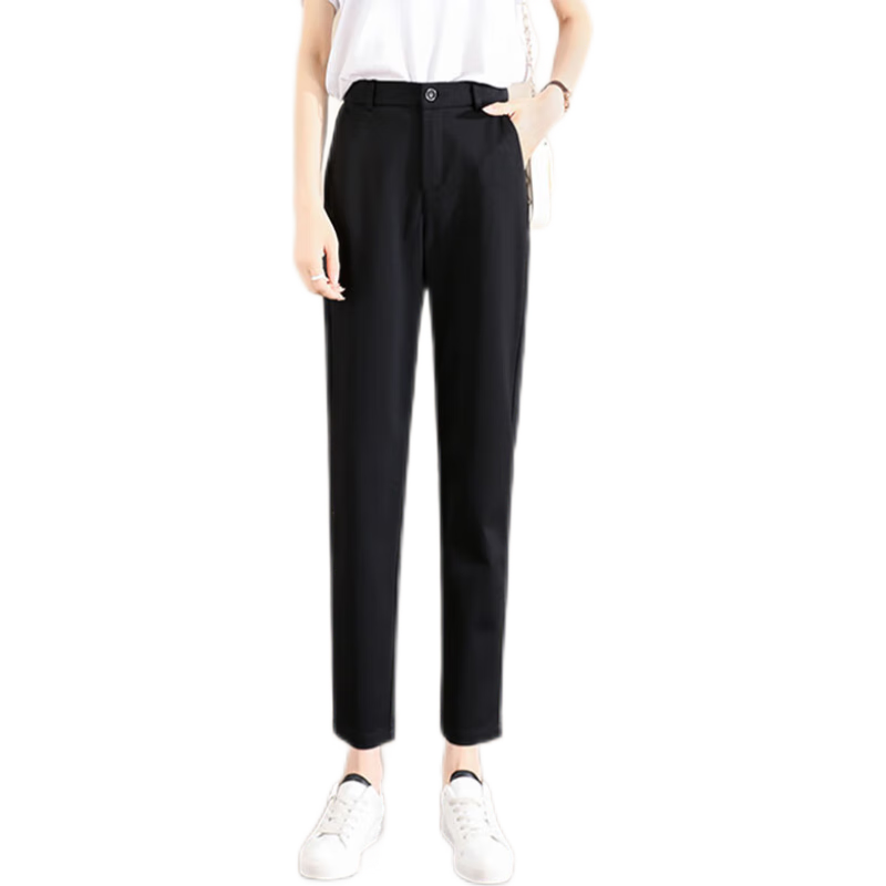 Chushen Women's High-Waisted Straight-Leg Stretch Pants, Casual Nine-Tenths Formal Trousers S131K2164, Size XL