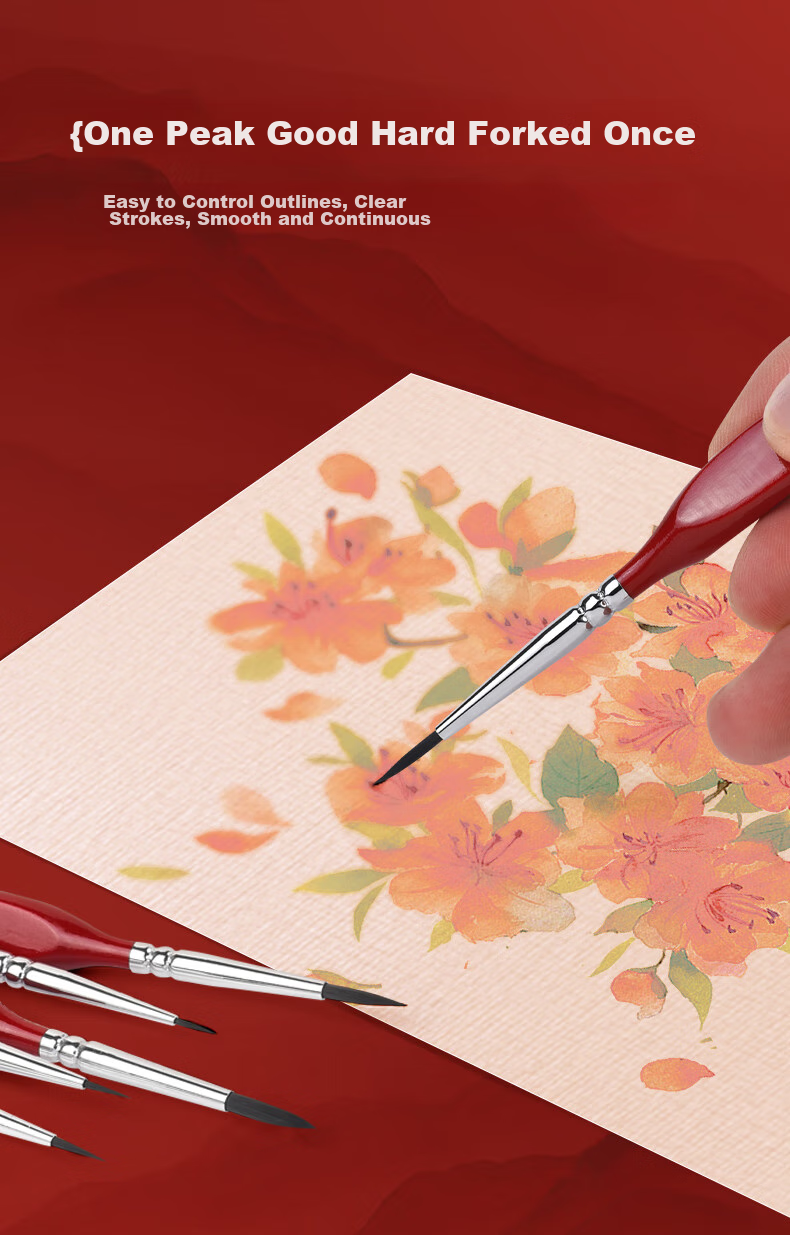 BGI-WAPM No. 000 Line Pen, Art-Specific Watercolor And Gouache Outline Brush, Hand-Drawn Edging Pen, Small Brush, Fine Line Brush, Fine Hair Brush, Drawing Brush, Line-Drawing Acrylic Chinese Painting Pigment Brush, Sketching, Marker Drawing 5