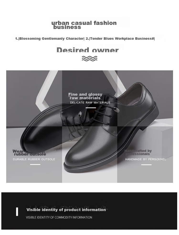 Poitulas Men's Leather Shoes, British Style Lace-Up Business Casual Formal Shoes, Lightweight Derby Work Shoes for Men, 5522 Black, Size 43 3