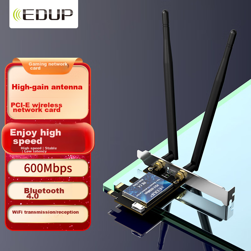 EDUP PCI-E Wireless Network Card, 600M Dual-Band WIFI Bluetooth 4.0 Wireless Module, Bluetooth Adapter, Desktop Built-In Computer WIFI Receiver EP-9619