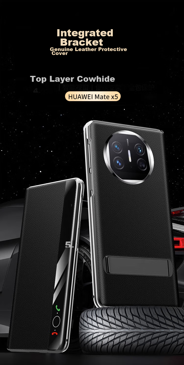 KOOLIFE Genuine Leather Case for Huawei Mate X5, Classic Edition Protective Cover, Full Protection Shockproof Huawei Foldable Screen Case with Flip Smart View Window, High-End Design for Men And Wome 2