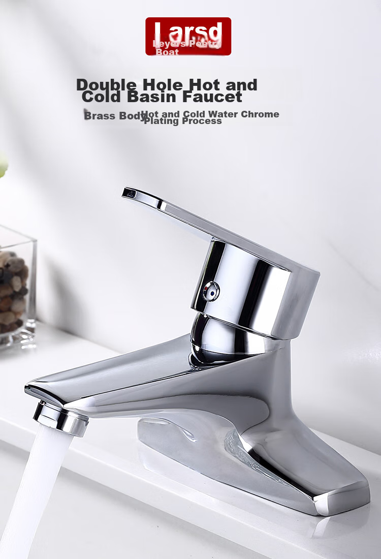 Larsd Double-Hole Basin Faucet, Copper Body Hot And Cold Washbasin Sink Bathroom Cabinet Washbasin Faucet LD5122 1