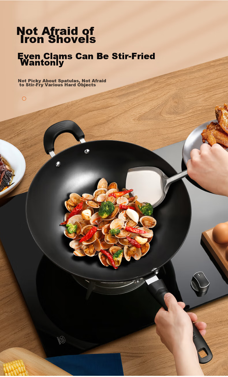 SUPOR Wok Iron Pan Cast Iron Traditional Iron Pan for Home Use, Uncoated Stir-Fry Pan Compatible with Gas And Induction Stoves FC34E21 9