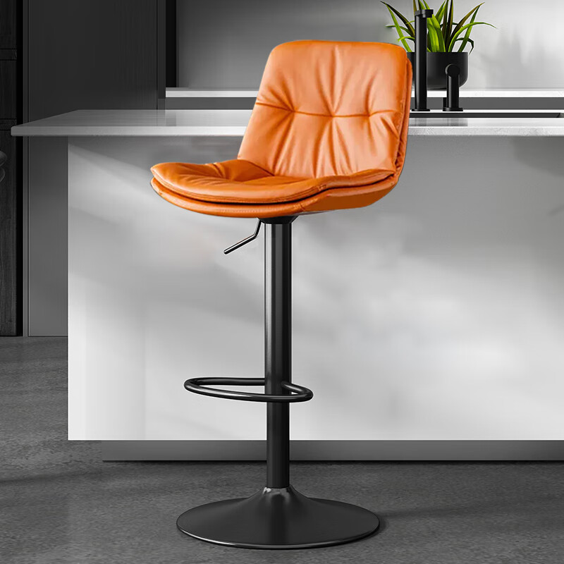 Huakaizhixing Bar Stool, Adjustable Height Chair, High Chair, Bar Stool with Backrest, Pub Office Chair BY621 Orange