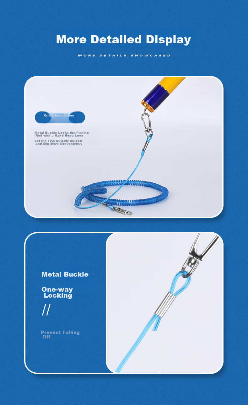 Xionghuo Fishing Line with Retractable Steel Wire, 5m Long, Automatic Rod Protection, Thickened Buckle, Large Hook, Anti-Slip Rope 8