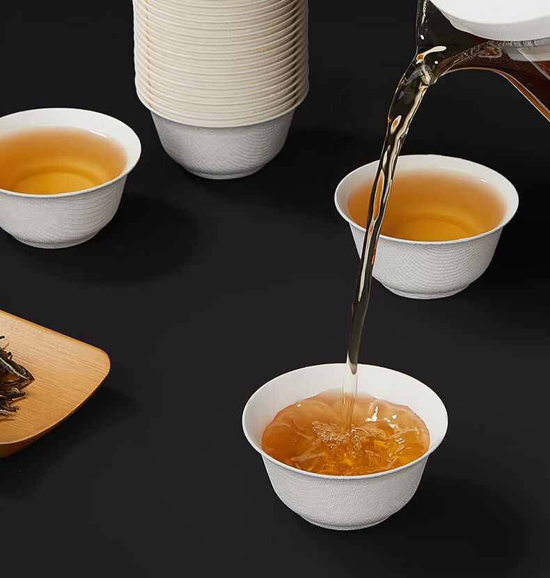 SHUANG YU Disposable Tea Cups, 50 Pieces * 60ml, Paper Pulp Tasting Cups, Sugarcane Portable Biodegradable Kung Fu Cups 7
