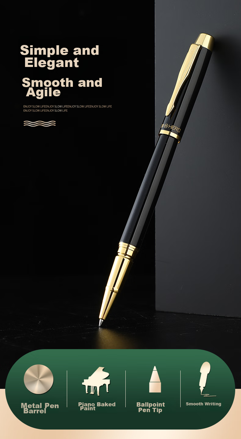 HERO Ballpoint Pen, Stylish Stationery for Men And Women, Business Office Personalized Signature Pen, 7006 Black 1