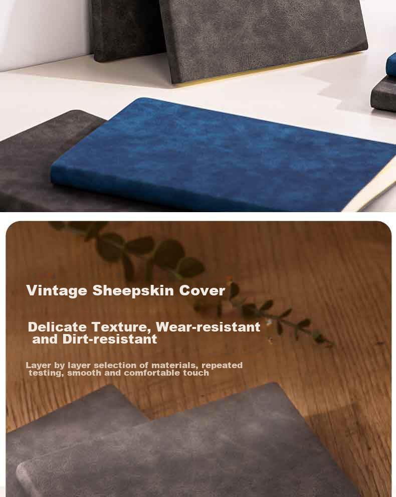 Deli Customizable Fashion Leather Notebook, Business Notepad, Sheepskin Journal, Meeting Record Book, 16K/120 Sheets, Gray, Single Pack, 3345 3