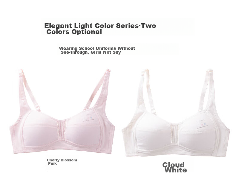 FitonTon 2-Pack Girls' Cotton Thin Bras for High School and Middle School Students Summer Developmental Bra 10