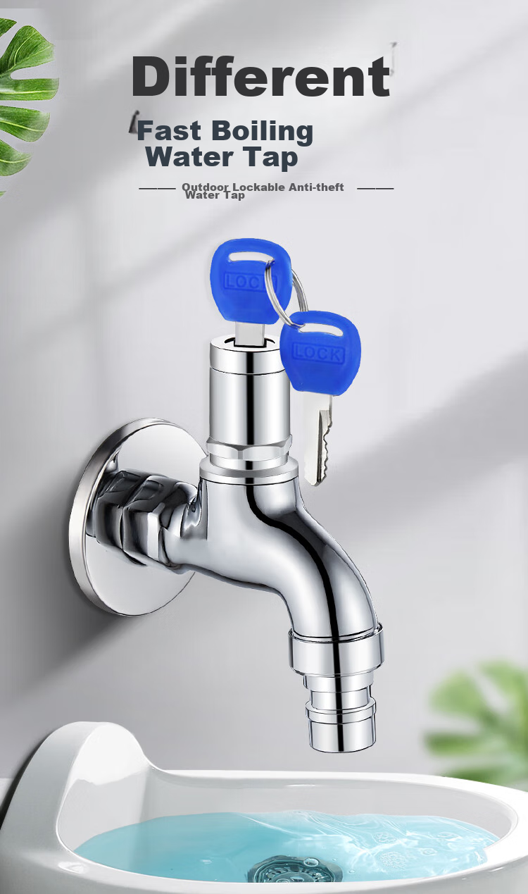 MEJUE Lockable Faucet Outdoor Brass Body 1/2 Inch Extended Mop Sink with Key Washing Machine Faucet Z-016302 1