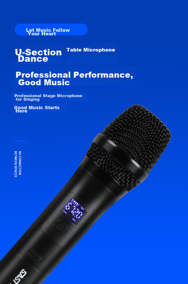 SAST Handheld Four-Channel Wireless Microphone, UHF Mic with Barrier-Free 100-Meter Transmission, Anti-Howling, Professional Stage Singing, Home Use, Conference Speaking, Training, Broadcasting, Wedding Banquet, KTV 9