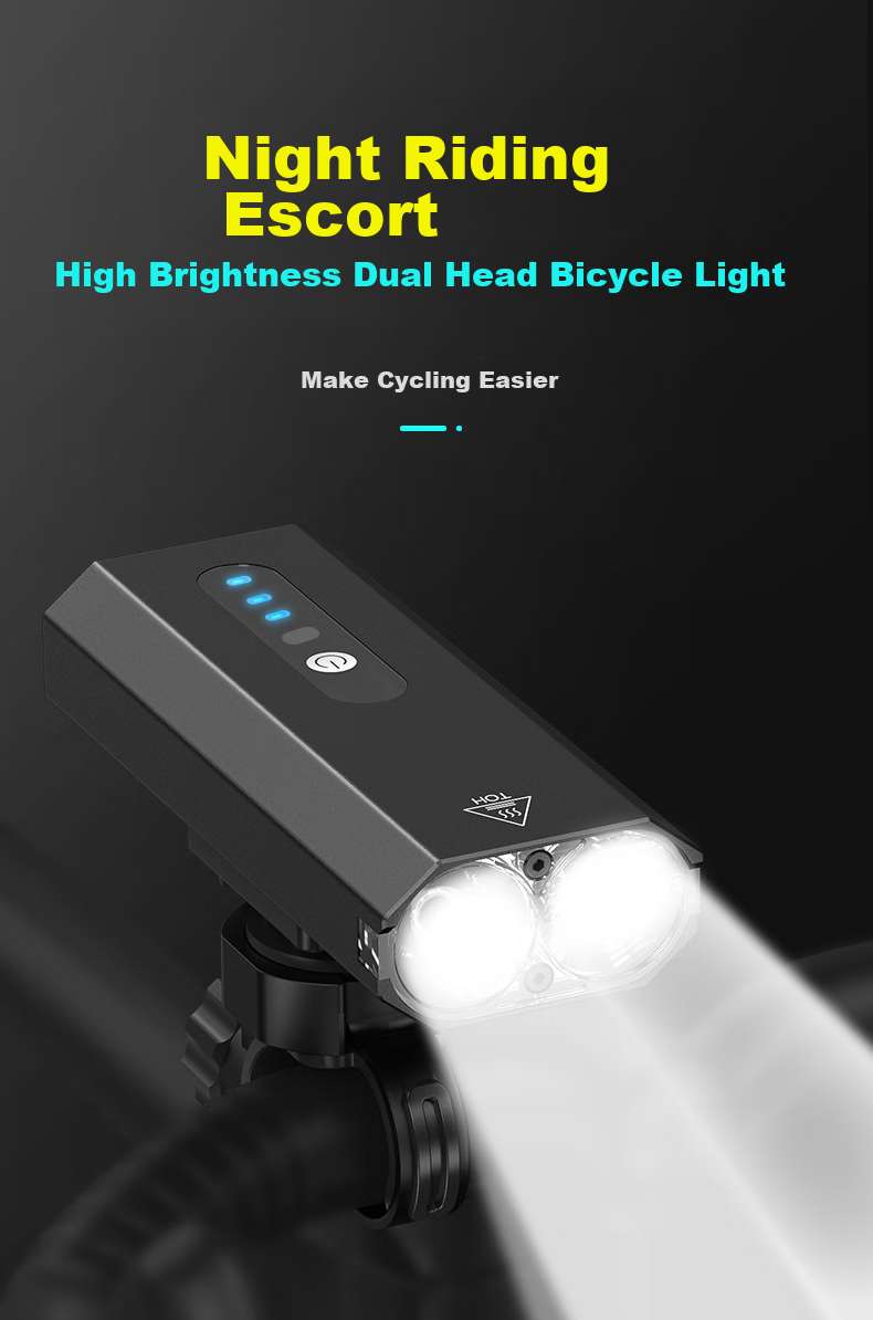 BIKEBROS Bicycle Front Light, Night Riding High Beam Flashlight, USB Rechargeable, Rainproof, Mountain Bike Outdoor Cycling Equipment Accessory, Black, 800 Lumens 1