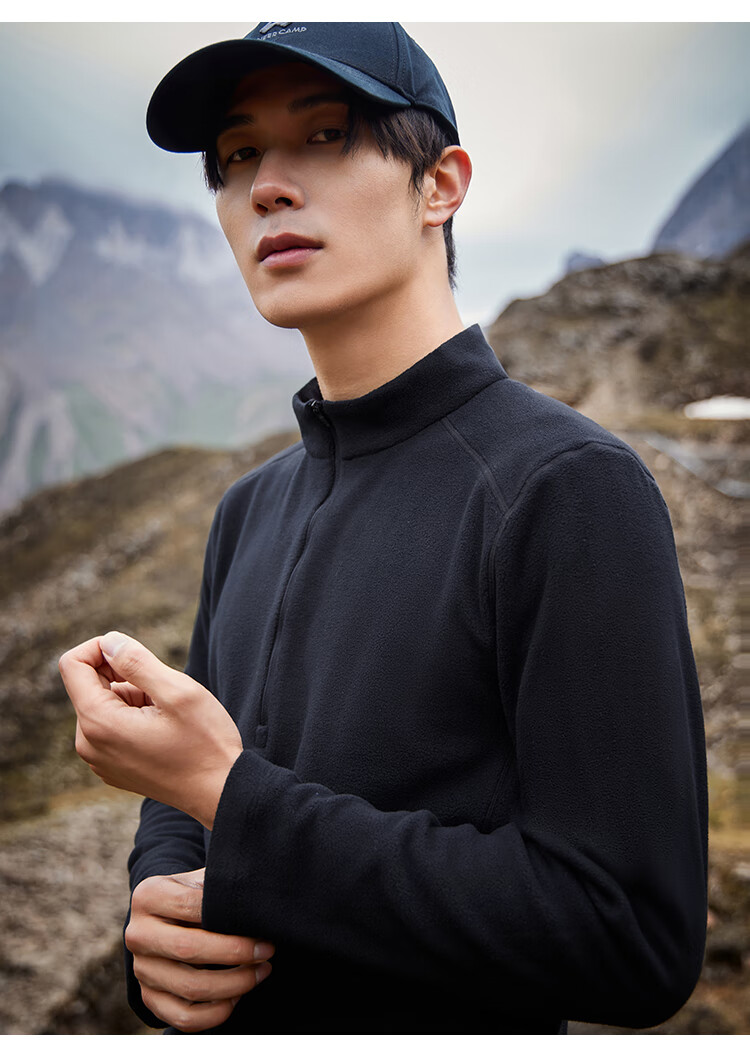 Pioneer Camp Polartec Men's Fleece Outdoor Warmth Pullover Autumn Winter Plush Half-Zip Jacket Coat 3