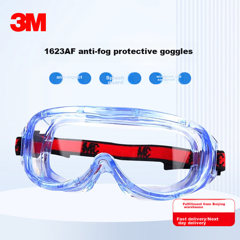 3M 1623AF Chemical Splash Goggles, Effective Protection against Liquid Splashes, Anti-Fog, Impact Resistant, Clear Glasses, 1 Pair