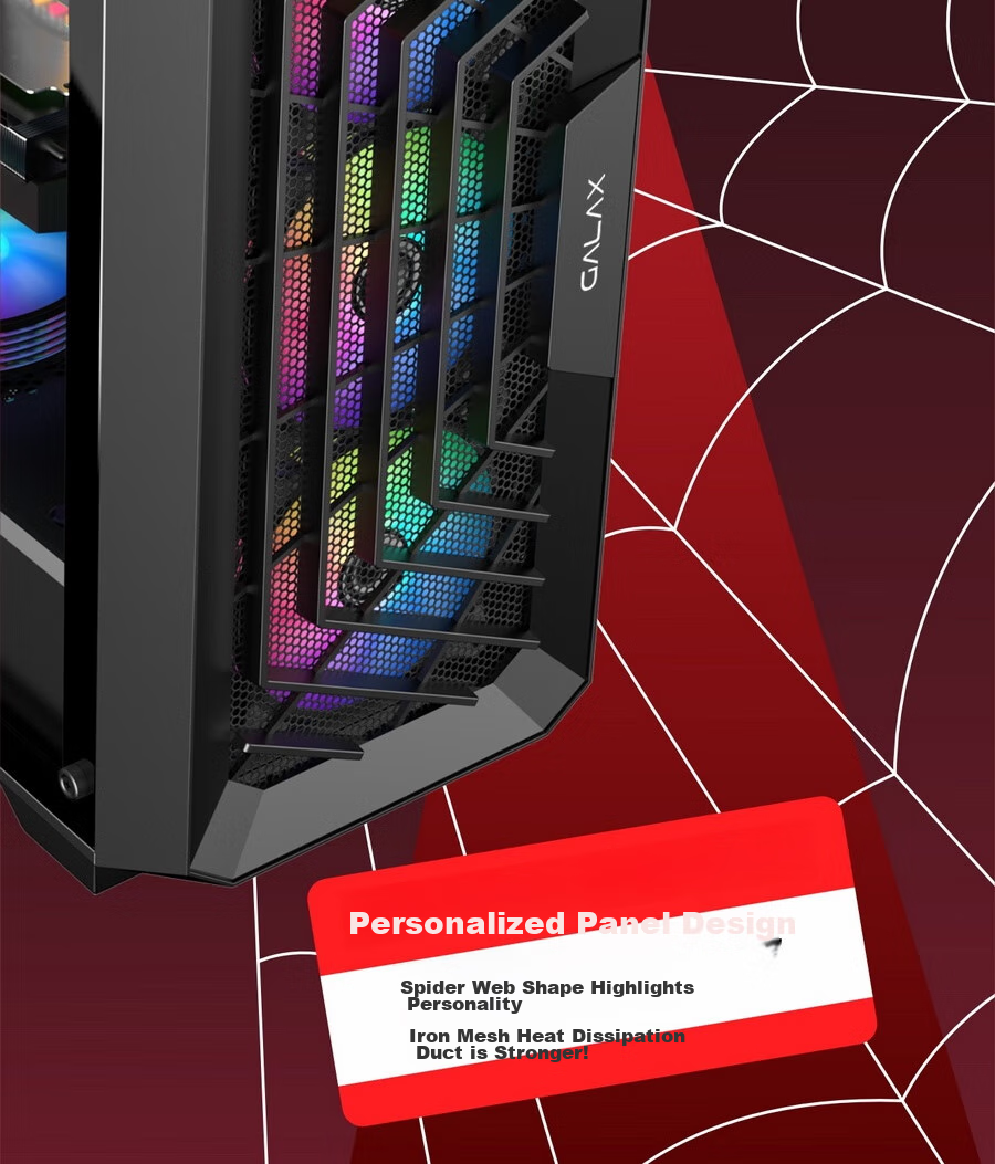 GALAX Voyager Gaming Office Desktop Computer Case (M-ATX Motherboard/Full Mesh Panel/Supports 360mm Water Cooling/Compatible with Long Graphics Cards/11 Fan Slots) 6