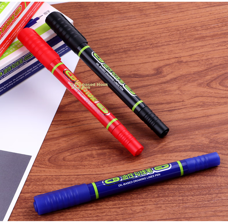 BAOKE MP2915 Dual-Tip Fine And Thick Oil-Based Marker Pen for Meetings And Signatures, Black, 12 Pens Per Box 10