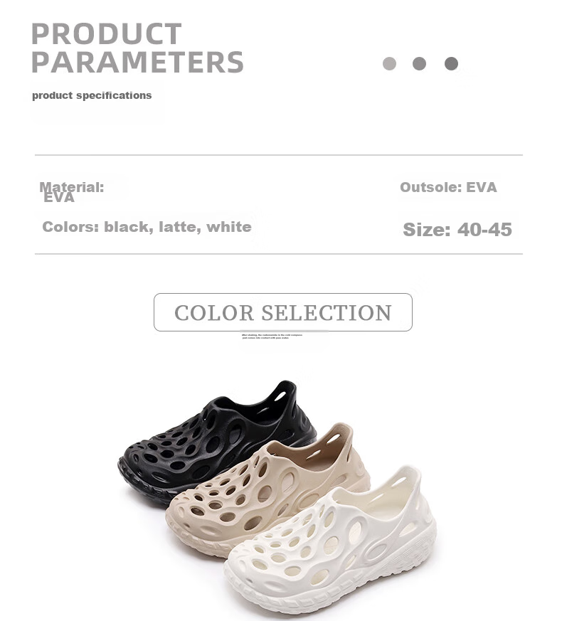 GUOLUOFEI Perforated Closed-Toe Slippers for Men And Women, Outdoor Wear, Summer Thick-Soled Non-Slip Beach Sandals, Milk Coffee Color, Size 44-45 5
