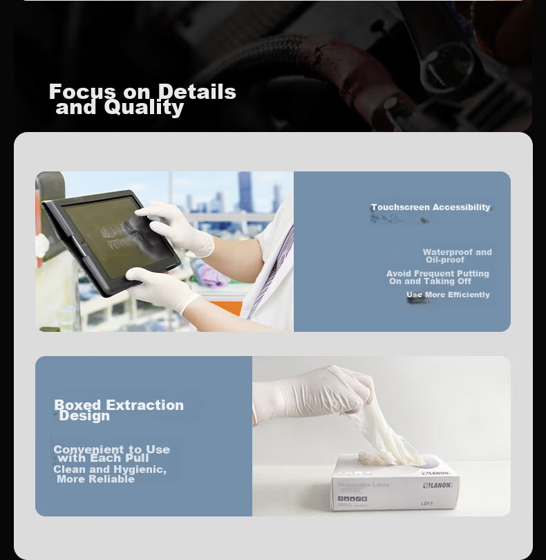 LANON Disposable Latex Gloves, Thickened, Laboratory And Oral Examination, 100 Pieces, Imported Latex LD11, Size L 9