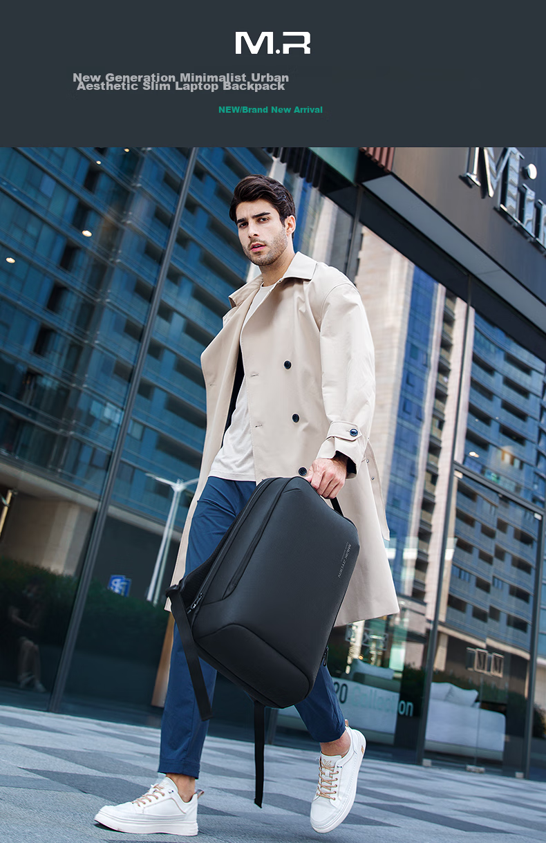 MARK RYDEN Men's Mini Backpack, Lightweight Business Travel Laptop Bag with Wet And Dry Separation, MR9008 Graphite Gray 1