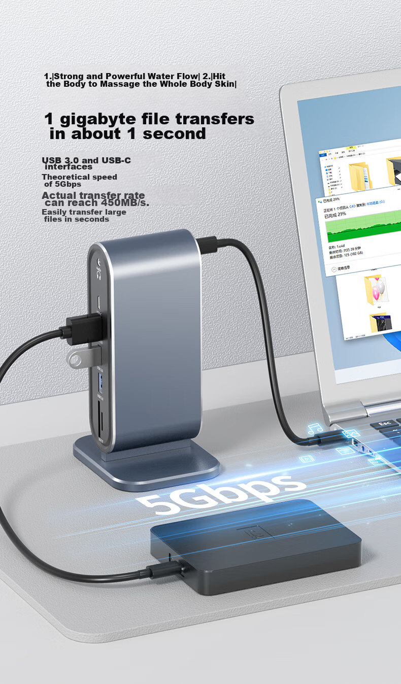 Acer Type-C Vertical Expansion Dock HDMI/VGA HD Screen Mirroring 4K Gigabit Ethernet Port Adapter USB Hub Compatible with MacBook Huawei Laptops Expansio 6