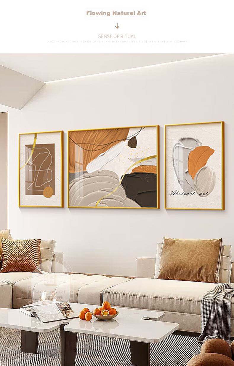 JIJUANJI Modern Minimalist Living Room Decorative Painting, 2025 New Light Luxury Nine Fish Pattern Wall Art, Sofa Background Mural 5