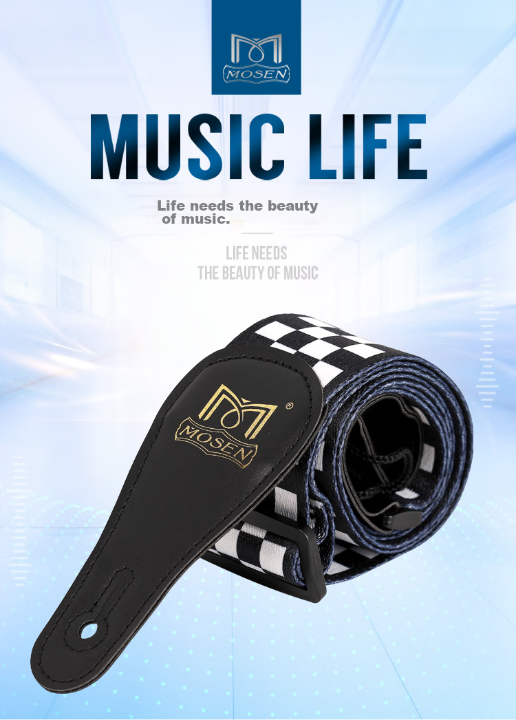 MOSEN MBD01 Leather-Head Thickened Cotton Durable Folk Guitar Strap, Electric Guitar Bass Guitar Acoustic Guitar Strap 2
