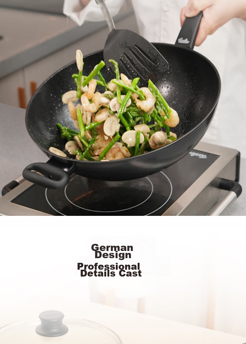 Feishile Ceramic Non-Stick Series 30cm Wok, Fluorine-Free Ceramic Coating, Large Diameter Deep Frying Pan, Compatible with Gas And Induction Stoves 3